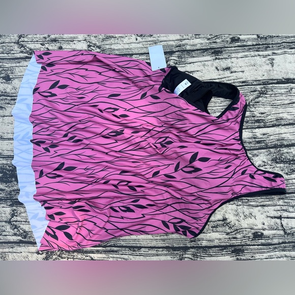 Plants Print Wide Straps Elegant Tankini Top - Picture 3 of 6